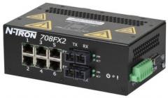 Red Lion N-Tron 708FX2-SC 8 port managed industrial Ethernet switch with SC multimode fiber, 2km