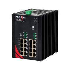 Red Lion N-Tron NT24k-16TX-POE Gigabit PoE+ managed Ethernet switch, 16 RJ45 ports