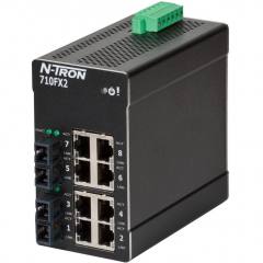 Red Lion N-Tron 710FX2-SC 10 port managed industrial Ethernet switch with SC multimode fiber, 2km