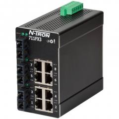 Red Lion N-Tron 711FX3-SC 11 port managed industrial Ethernet switch with SC multimode fiber, 2km