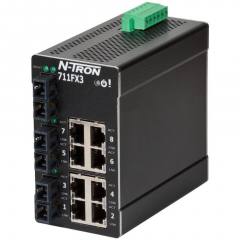 Red Lion N-Tron 711FX3-SC-HV 11 port managed industrial Ethernet switch with SC multimode fiber, 2km