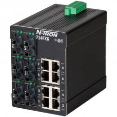 N-Tron 714FXE6-ST-15 14 port managed industrial Ethernet switch with ST multimode fiber, 15km