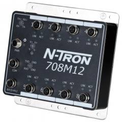 Red Lion N-Tron 708M12 8 port managed industrial Ethernet switch, 10-30VDC