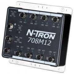 Red Lion N-Tron 708M12-HV 8 port managed industrial Ethernet switch, 40-160VDC