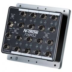 Red Lion N-Tron 716M12 16 port managed industrial Ethernet switch, 10-49VDC