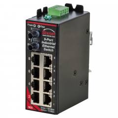 Red Lion Sixnet SLX-9ES-3ST Unmanaged 9 Port Industial Ethernet switch, Singlemode fiber optic (20km), ST connector