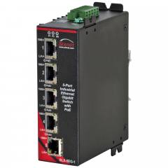 Red Lion Sixnet SLX-5EG-1 5 port unmanaged Gigabit Ethernet PoE switch, 4 PoE
