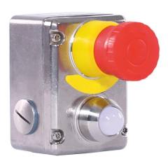 IDEM 232017A ESL-SSL 2NC 2NO M20 LED 24V Emergency stop switch, stainless steel, Green steady & Red flashing