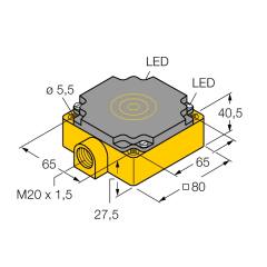 Turck Ni75U-CP80-VP4X2 (1540800) inductive sensor 80 x 80 x 41mm, 75mm non-flush, PNP NO+NC, gland entry