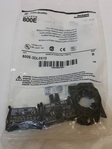 Allen-Bradley 800E-3DL0X10 Full voltage lamp element with latch and 1 NO contact block