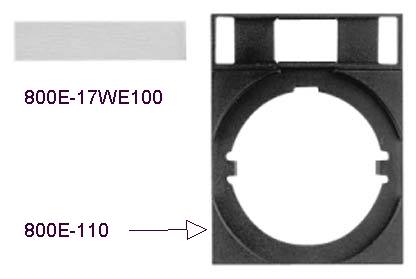 Allen-Bradley 800E-110 Legend plate carrier with 800E-17WE100 blank legend - 30x40mm. (Pack of 10)